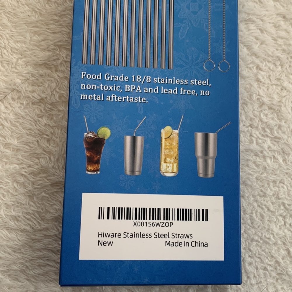 NEW Reusable Straw Set with Cleaning Brush and Bag Silver Stainless Steel - Picture 3 of 8